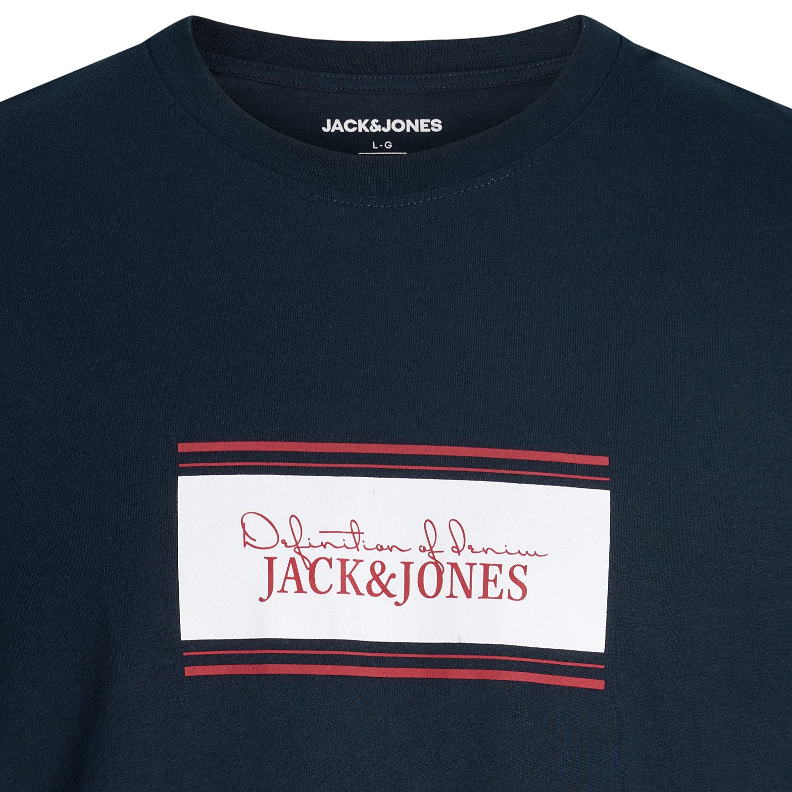 Jack & Jones Rundhalsshirt Jack&Jones Übergrößen T-Shirt navy Print JJBUSTER – Bild 2 von 3