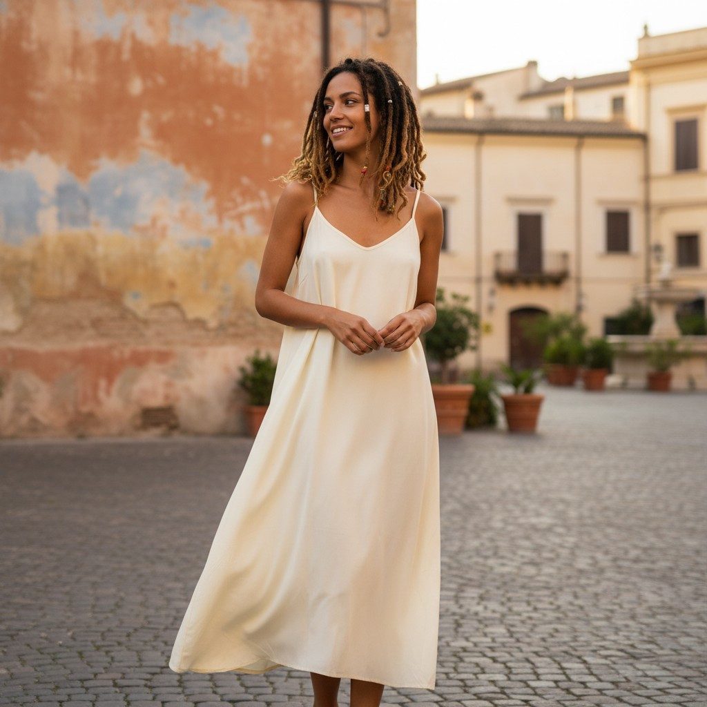 Guru-Shop Midikleid Midikleid, Sommerkleid, Trägerkleid - creme alternative günstig online kaufen