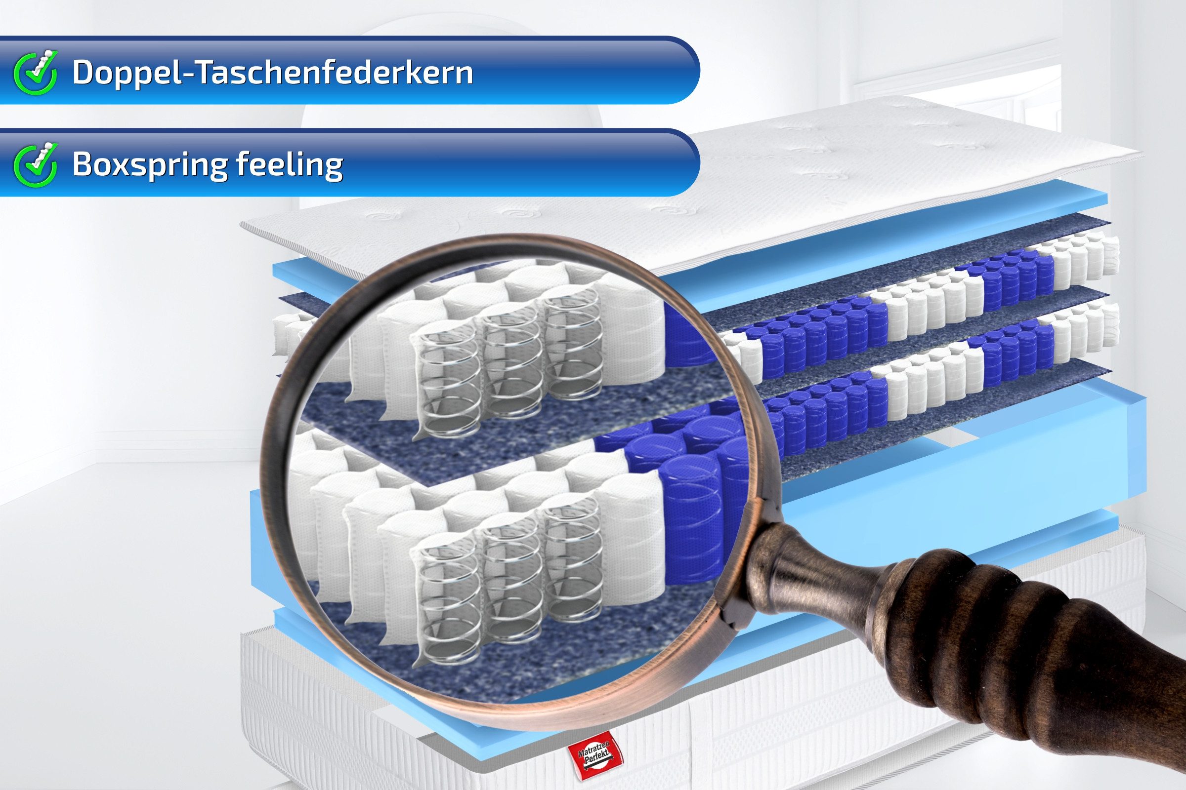 Boxspringmatratze 33cm hoch XXL, Doppel Taschenfederkern Matratze, TerraMed günstig online kaufen