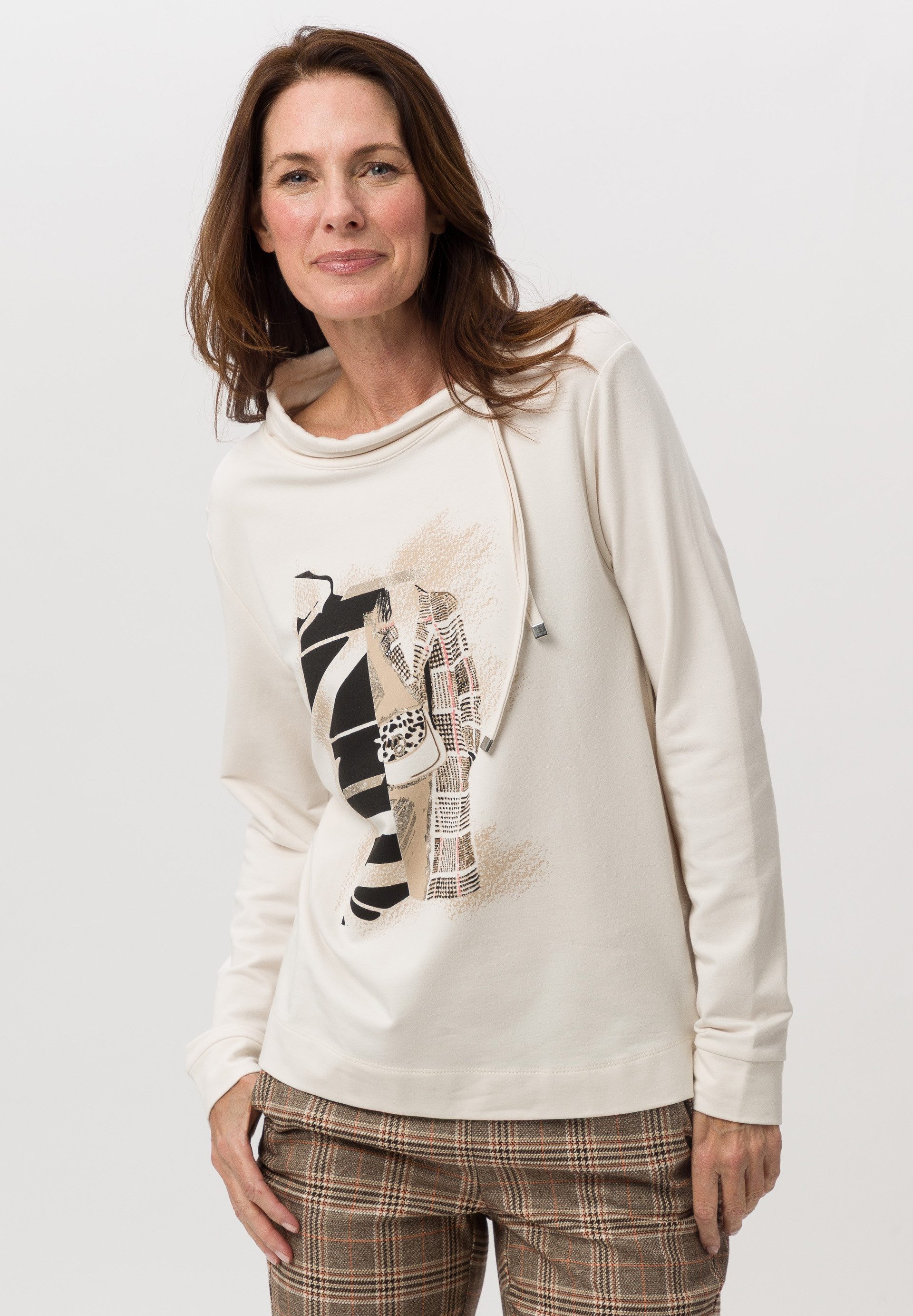 FRANK WALDER Sweatshirt mit Placement-Print Pflegeleicht
