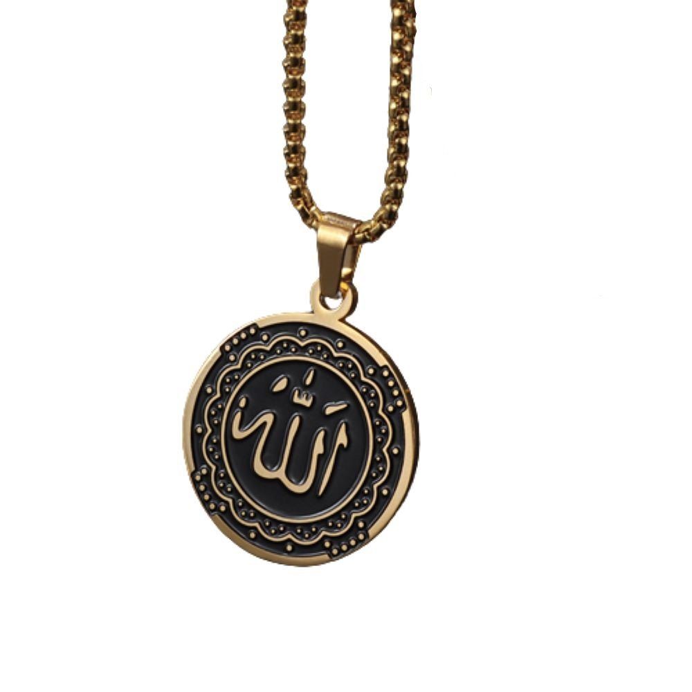 BUNGSA Ketten-Set Kette mit Allah-Anhänger 59cm Gold Edelstahl Unisex
