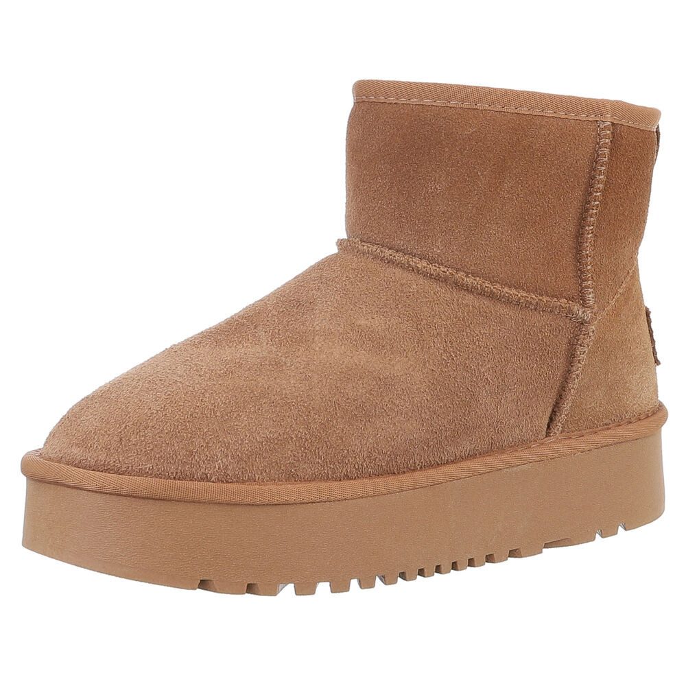 Ital-Design Damen Snowboots Freizeit Snowboots (88519321) Flach Stiefeletten in Camel