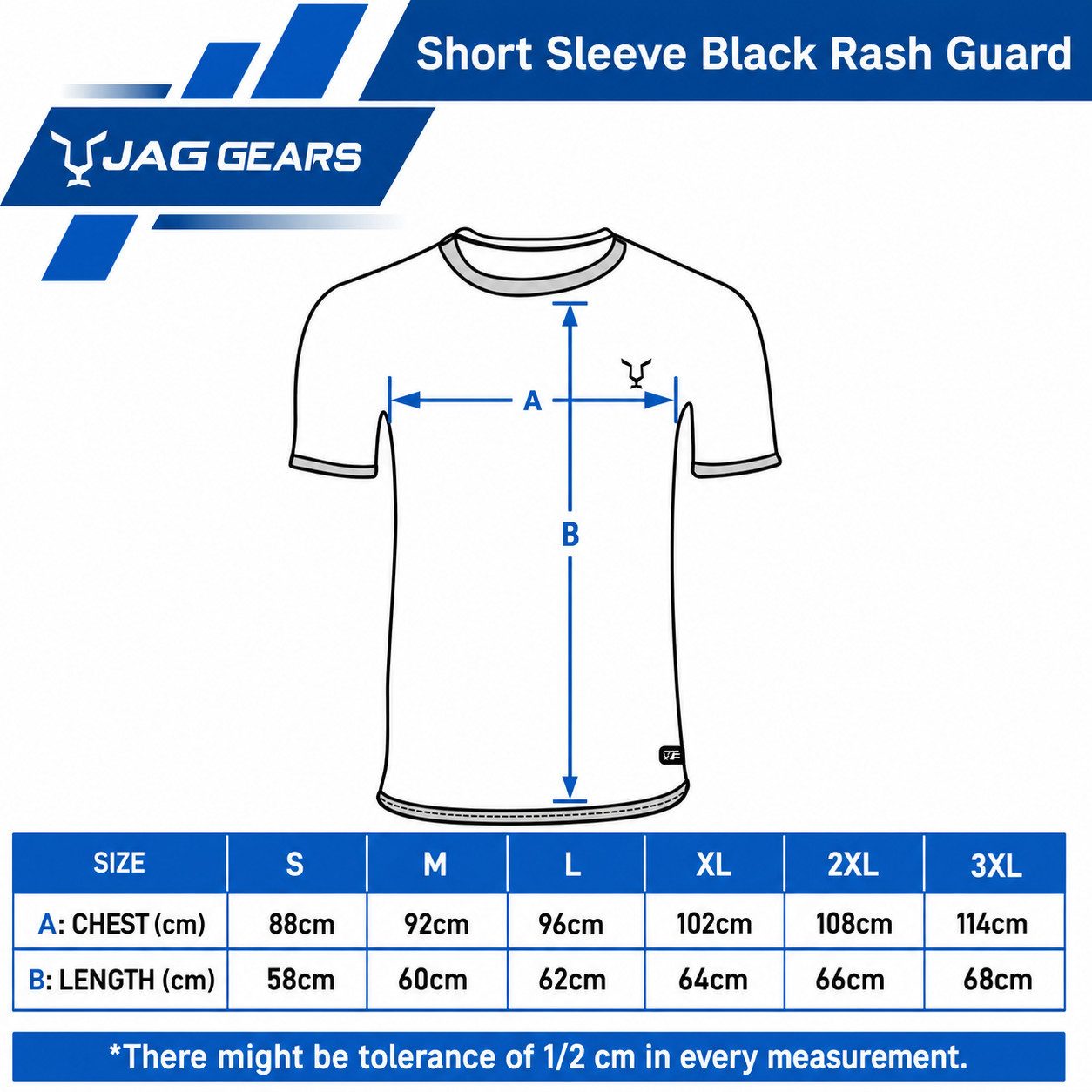 JAG GEARS Rash Guard Jag Gears Compression Rash Guard Herren – Kurzarm Funktionsshirt, (Set, 1er-pack) Geeignet für MMA Kickboxen, Muay Thai, Sparring, Training und Wettkamp