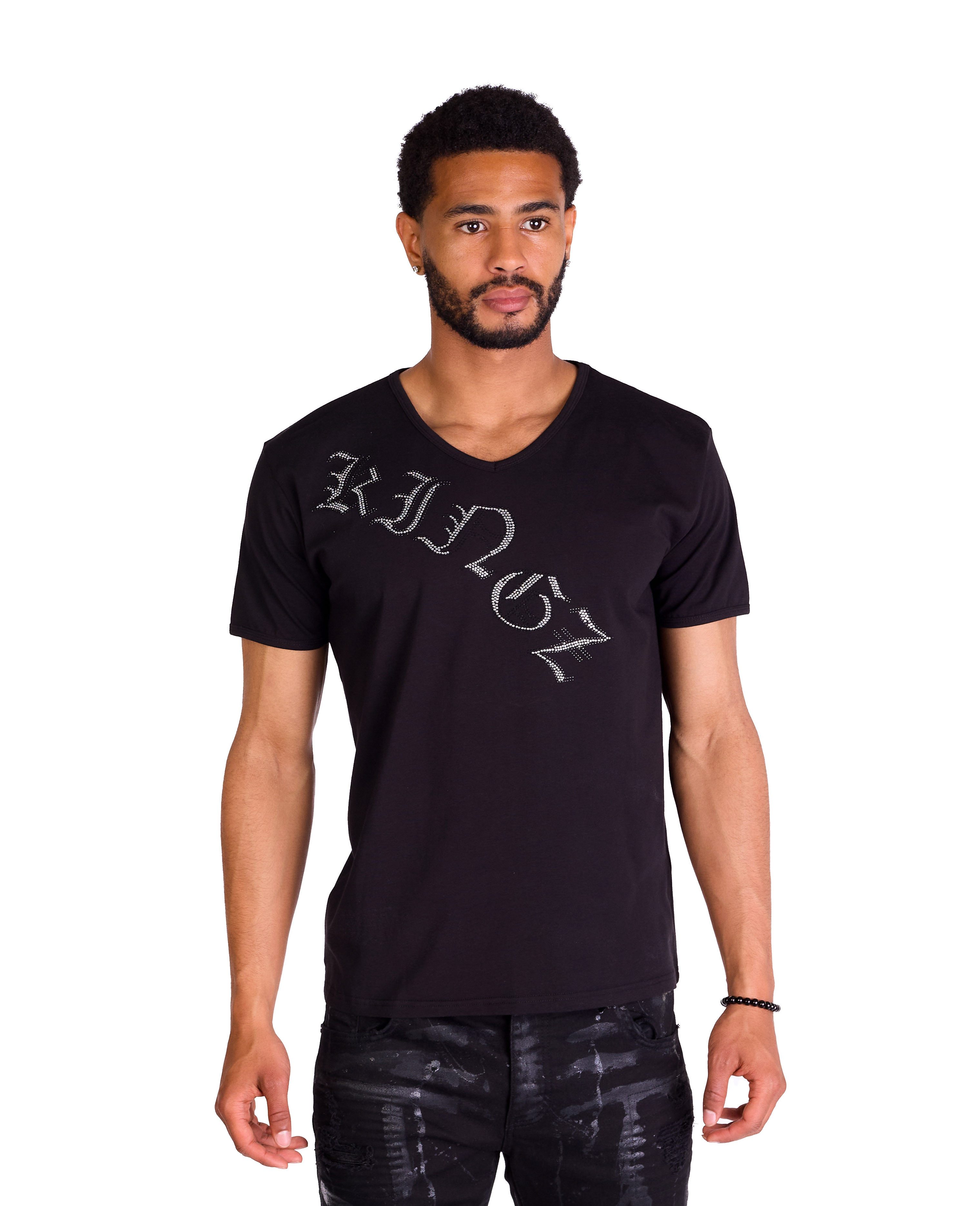 KINGZ T-Shirt Herren Strass Totenkopf T-Shirt mit Strass günstig online kaufen