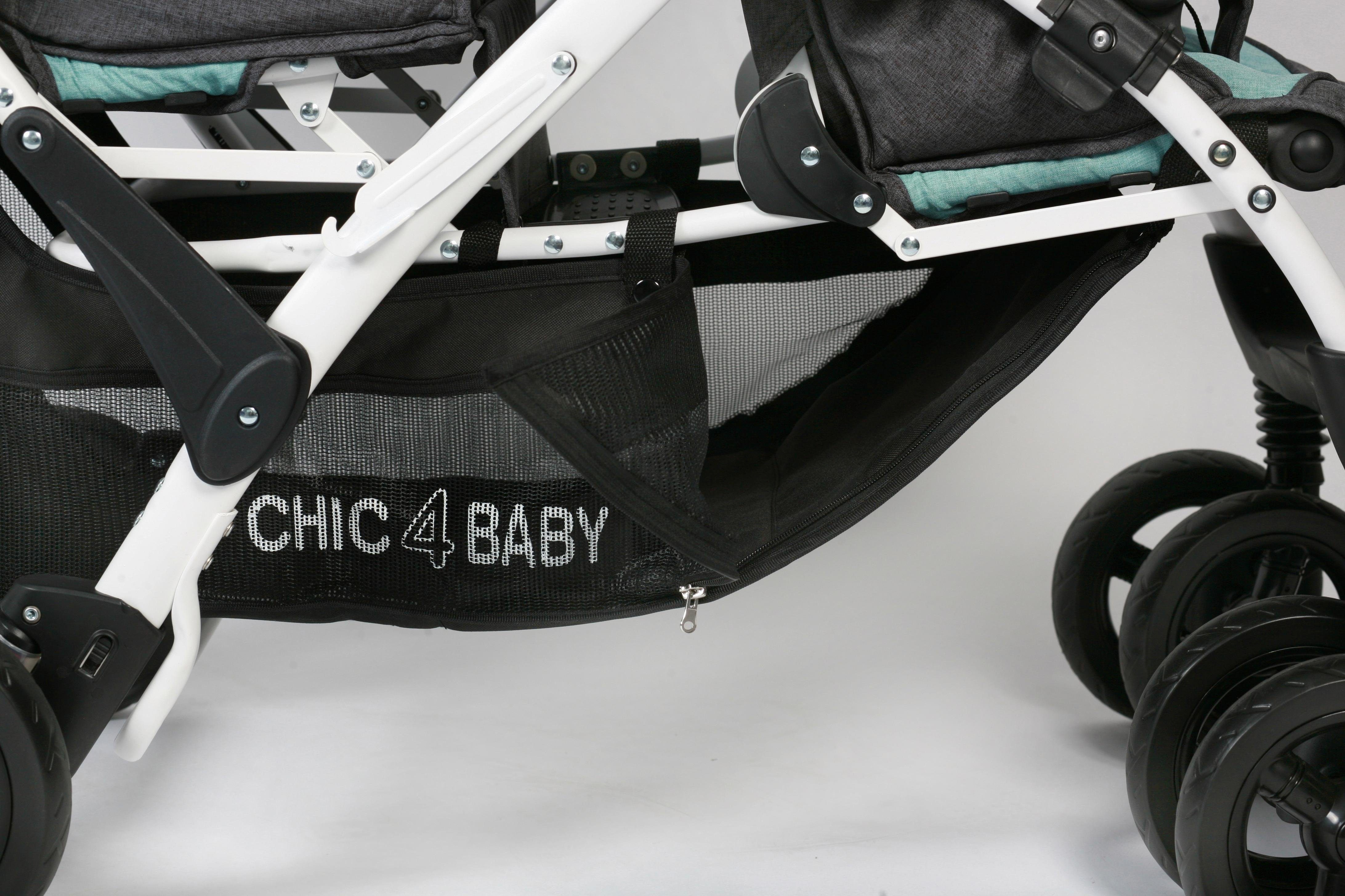 CHIC4BABY Geschwisterwagen Duo, mint, Doppelschwenk-Vorderrädern mit feststellbaren melange