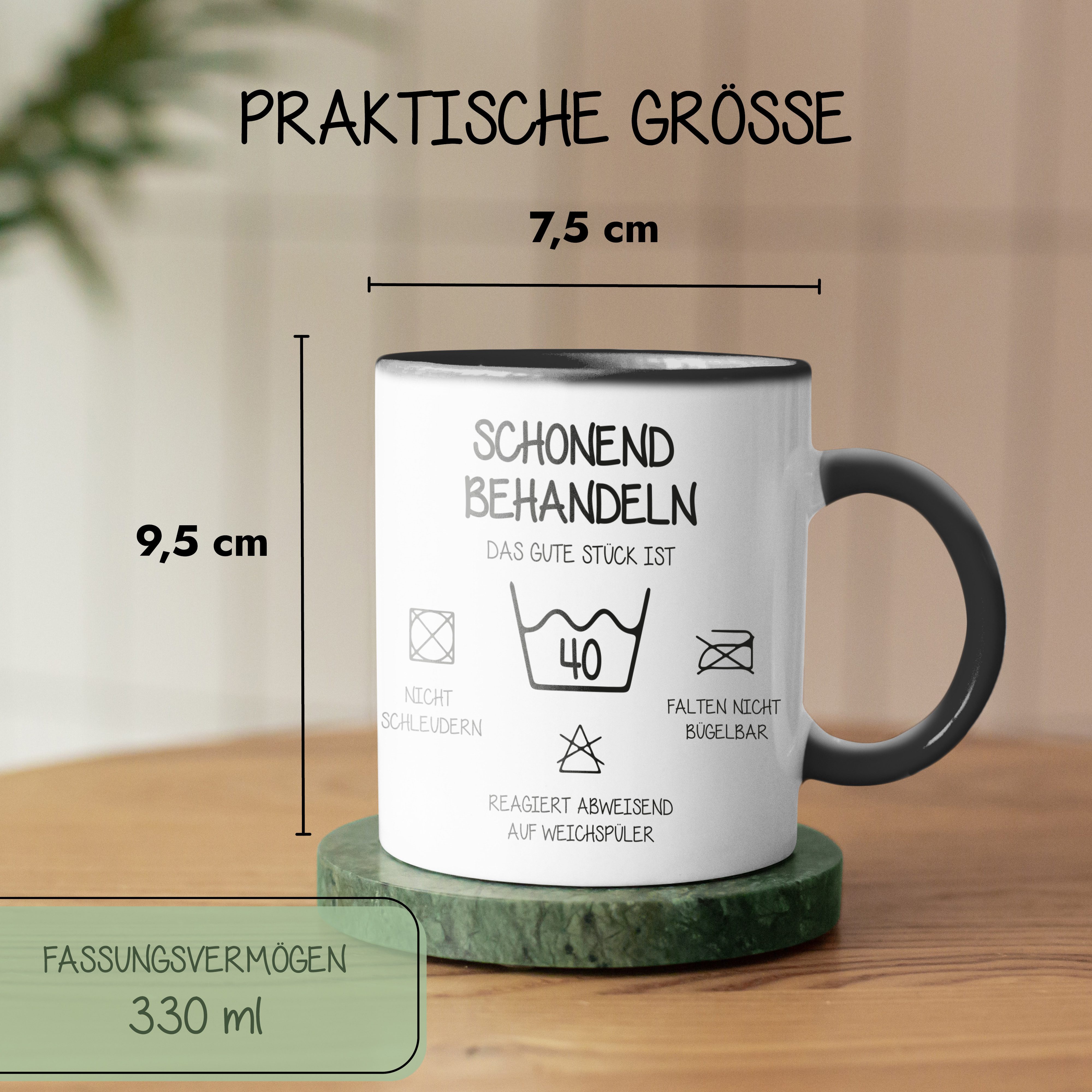 Amari Tasse Schonend behandeln Tasse 40. 50. 60. Geburtstag, Spruch Geschenkbox, Keramik, Spruch, Rundumdruck, mit Geschenkbox – Bild 5 von 5