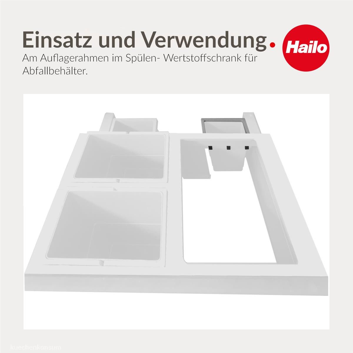 Hailo Einbaumülleimer Hailo Halter 3603981 für Inneneimer 1102429 2,5 Liter hellgrau – Bild 5 von 5
