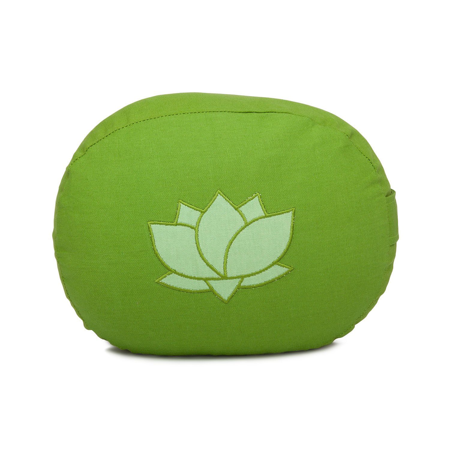 bodhi Meditationskissen Meditationskissen OVAL mit Lotus Stickerei, aus Bio-Baumwolle olive | Bodensitzkissen
