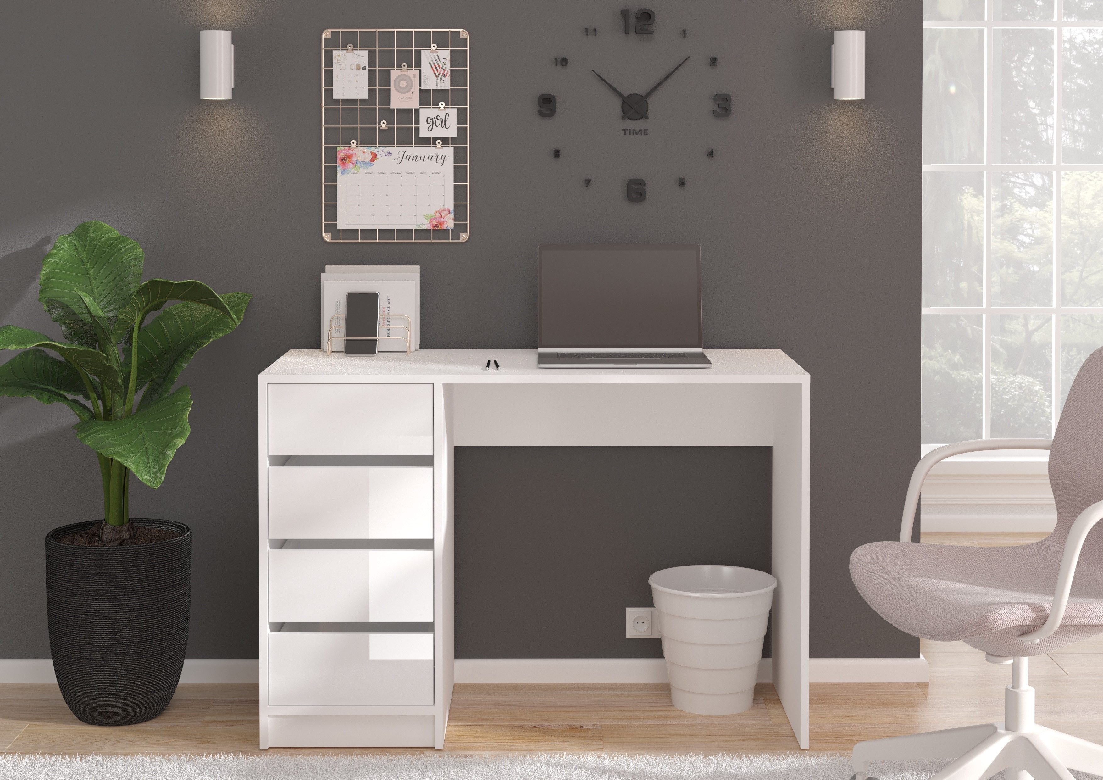 INOSIGN Schreibtisch Pisa, Breite 110 cm, 4 Schubkästen, hochglanz Schubkas günstig online kaufen