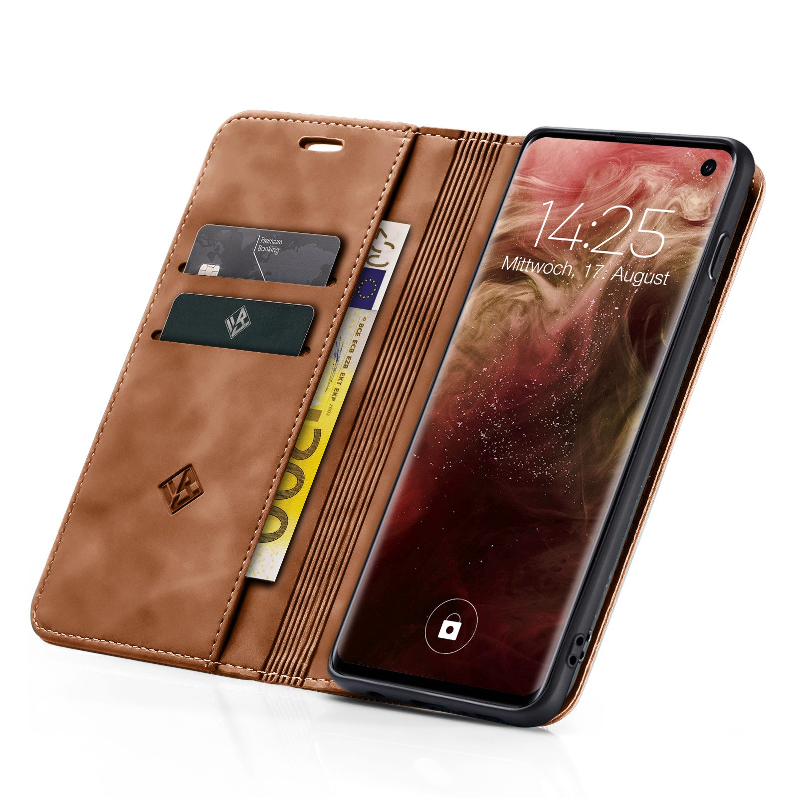 Tec-Expert Handyhülle Tasche Hülle für Samsung Galaxy S10 6.1 Zoll, 6.1, Cover Klapphülle Case mit Kartenfach Fliphülle aufstellbar