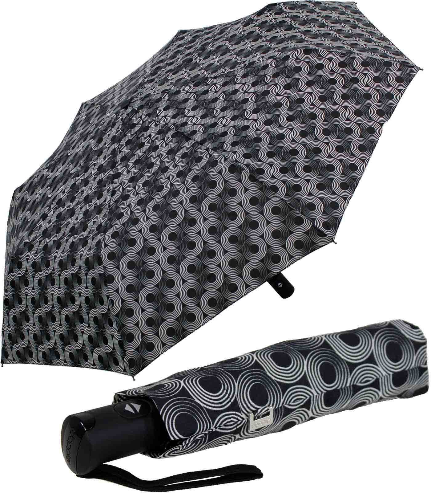 doppler® Taschenregenschirm Magic Carbonsteel mit Auf-Zu-Automatik - Glow, extra stabil und elegant schwarz | Taschenschirme