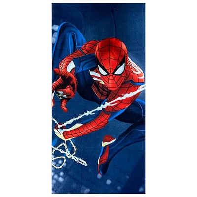 Marvel Spiderman Spider Man Spinne 1 x Badetuch Tuch Handtuch Strandtuch bla rot 