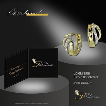 GoldDream Paar Creolen GoldDream Gold Ohrring Creolen 12mm Welle (Creolen), Damen Creolen aus 333 Gelbgold - 8 Karat, Farbe: gold, weiß