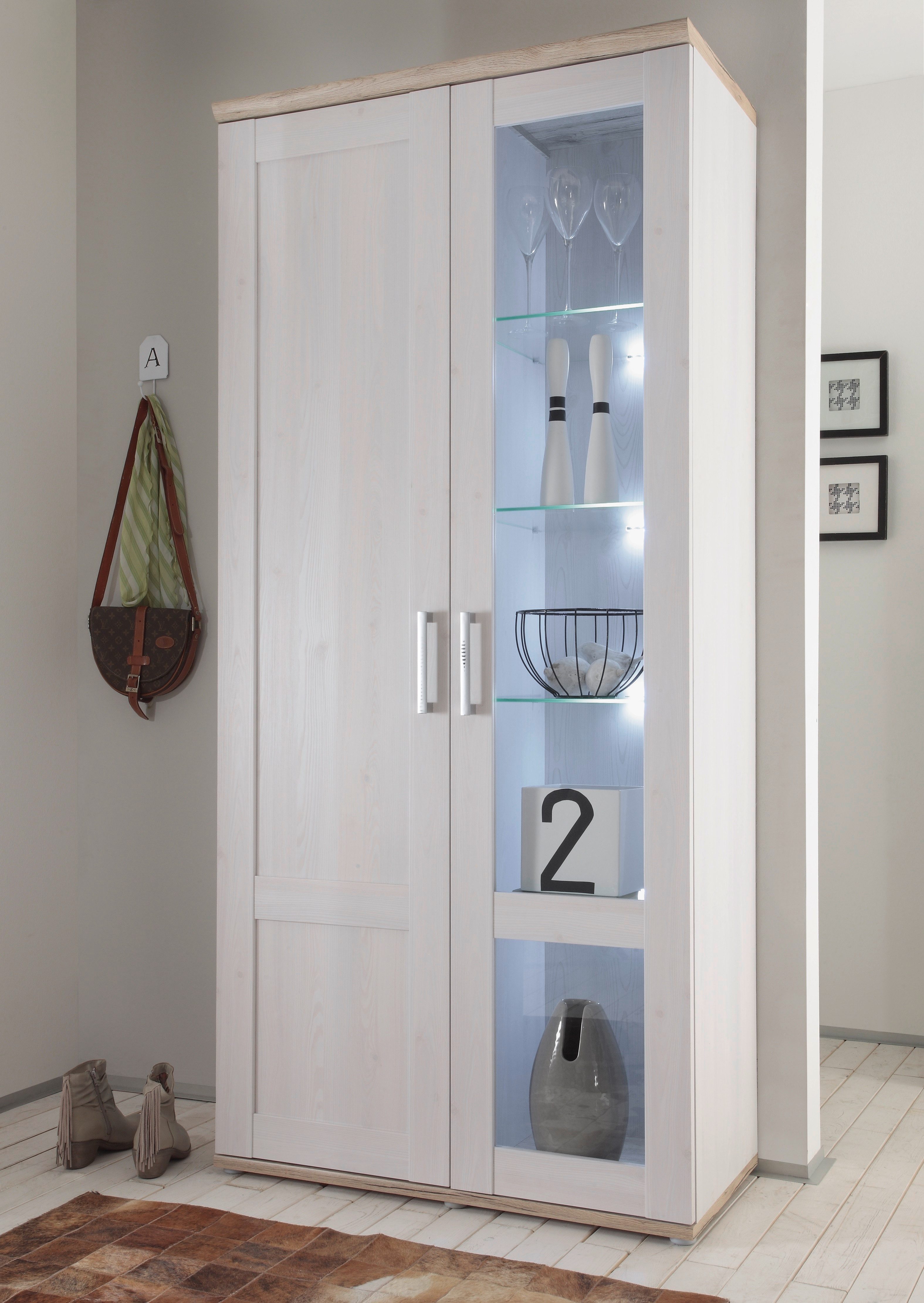 HBZ Vitrine Romance (1-St) mit LED-Beleuchtung, Vitrinenschrank im Landhausstil