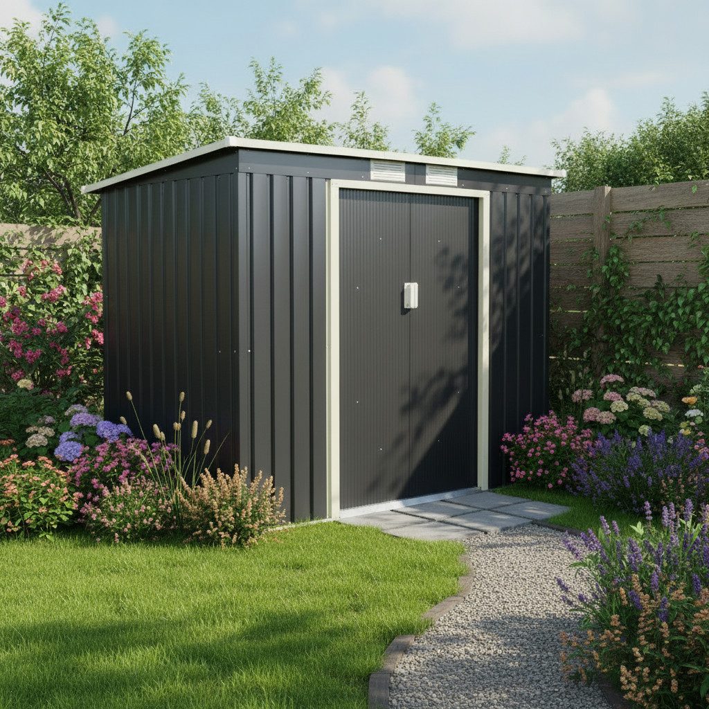 KONIFERA Gerätehaus Gartenhaus "Max" aus langlebigem Metall, BxT: 213x130 cm, inklusive Fundamentrahmen