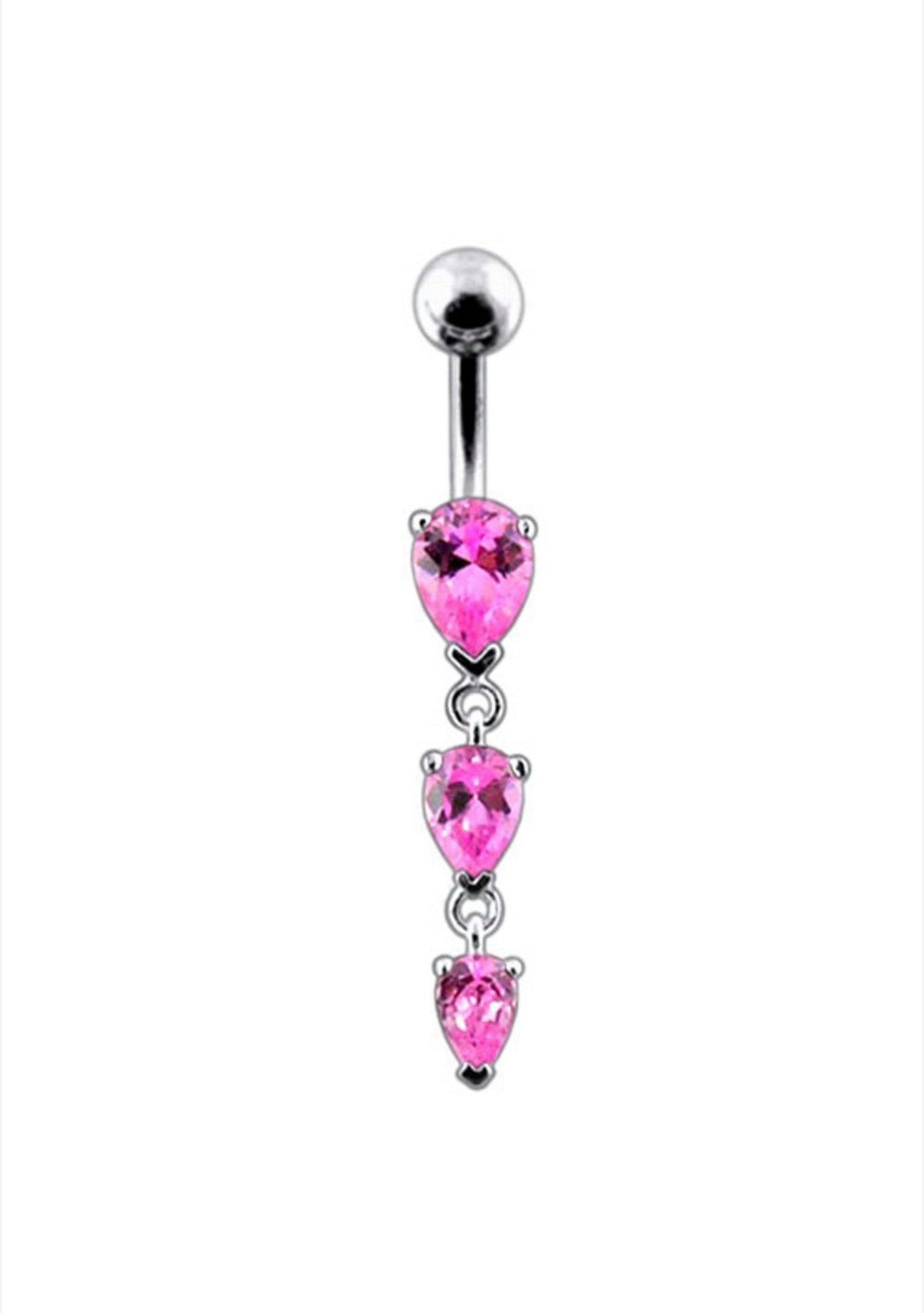 Karisma Schmuck Bauchnabelpiercing Silber 925 Anhänger 3 Tropfen Nabel Stecker Zirkonia, Frauenschmuck