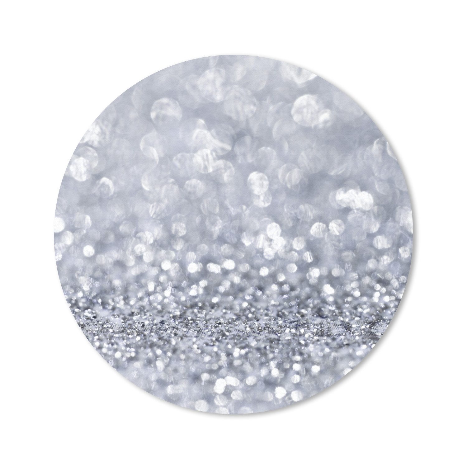 MuchoWow Mauspad Silber glitzert (1-St), Mousepad mit Rutschfester Unterseite, Gaming, Rund, 30x30 cm