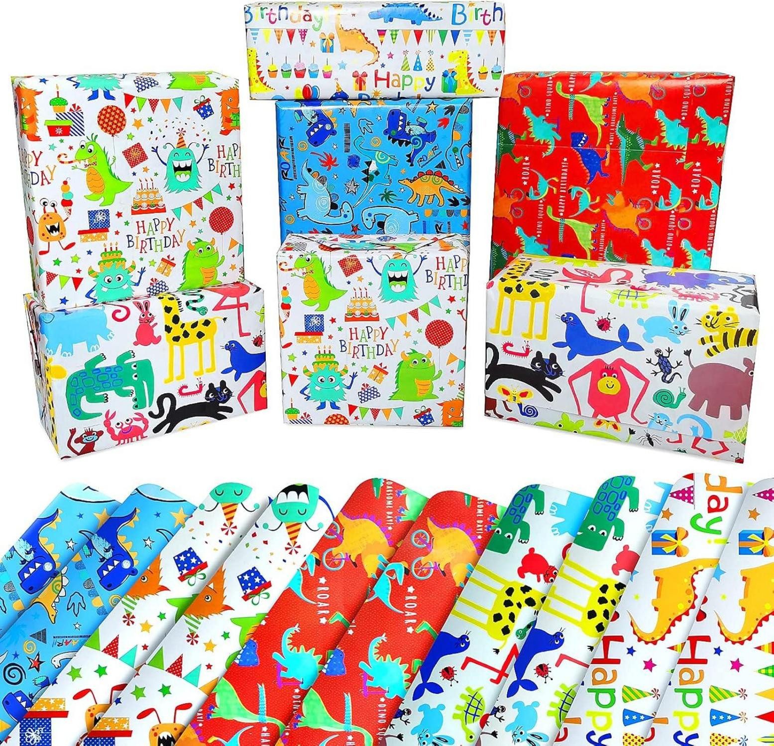 Geschenkpapier Kinder Geschenkpapier Dinosaurier Geburtstag Set Mädchen Junge Baby