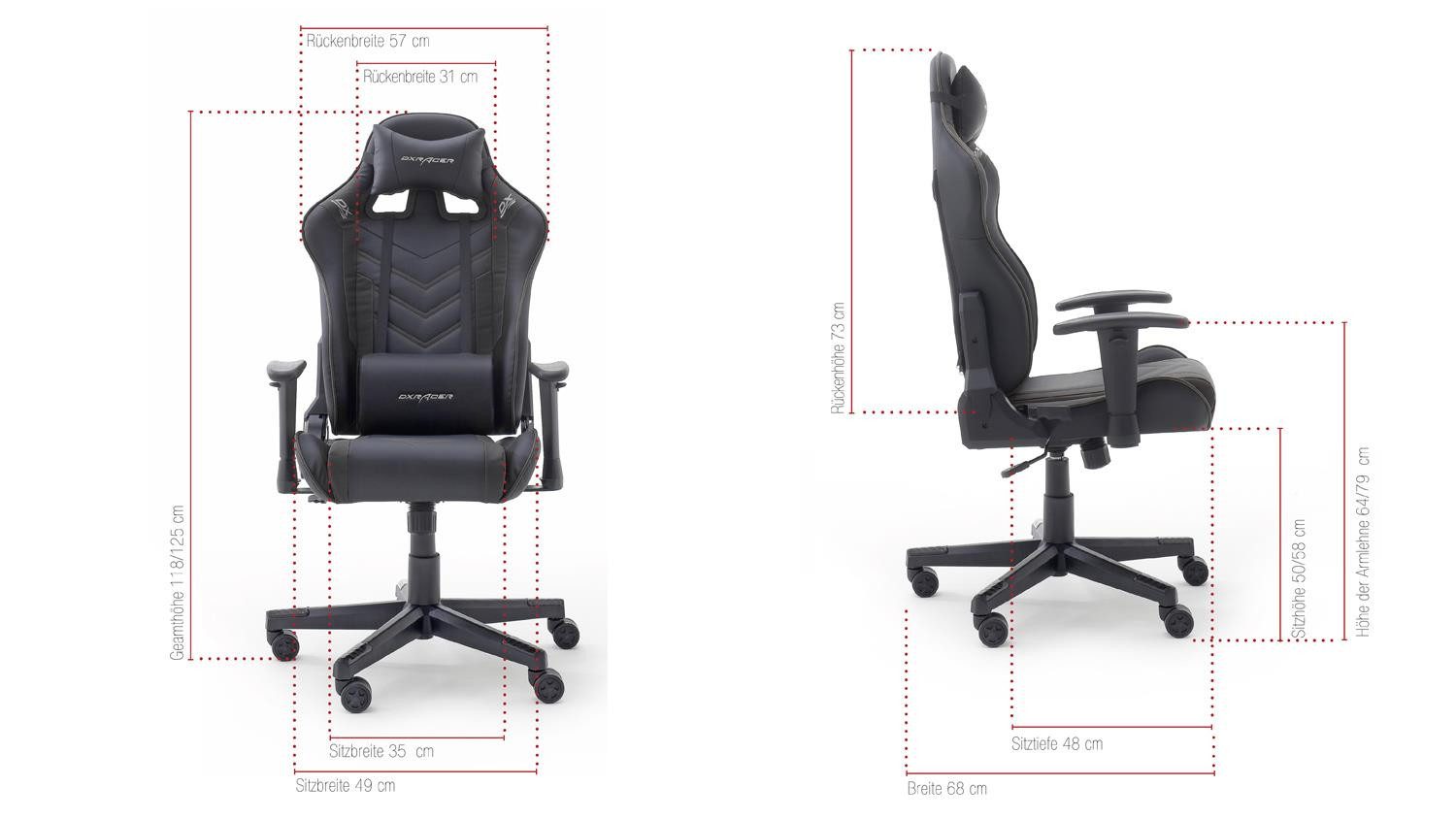 MCA furniture Gaming Chair Gamingstuhl DX RACER Schreibtischstuhl Sessel schwarz