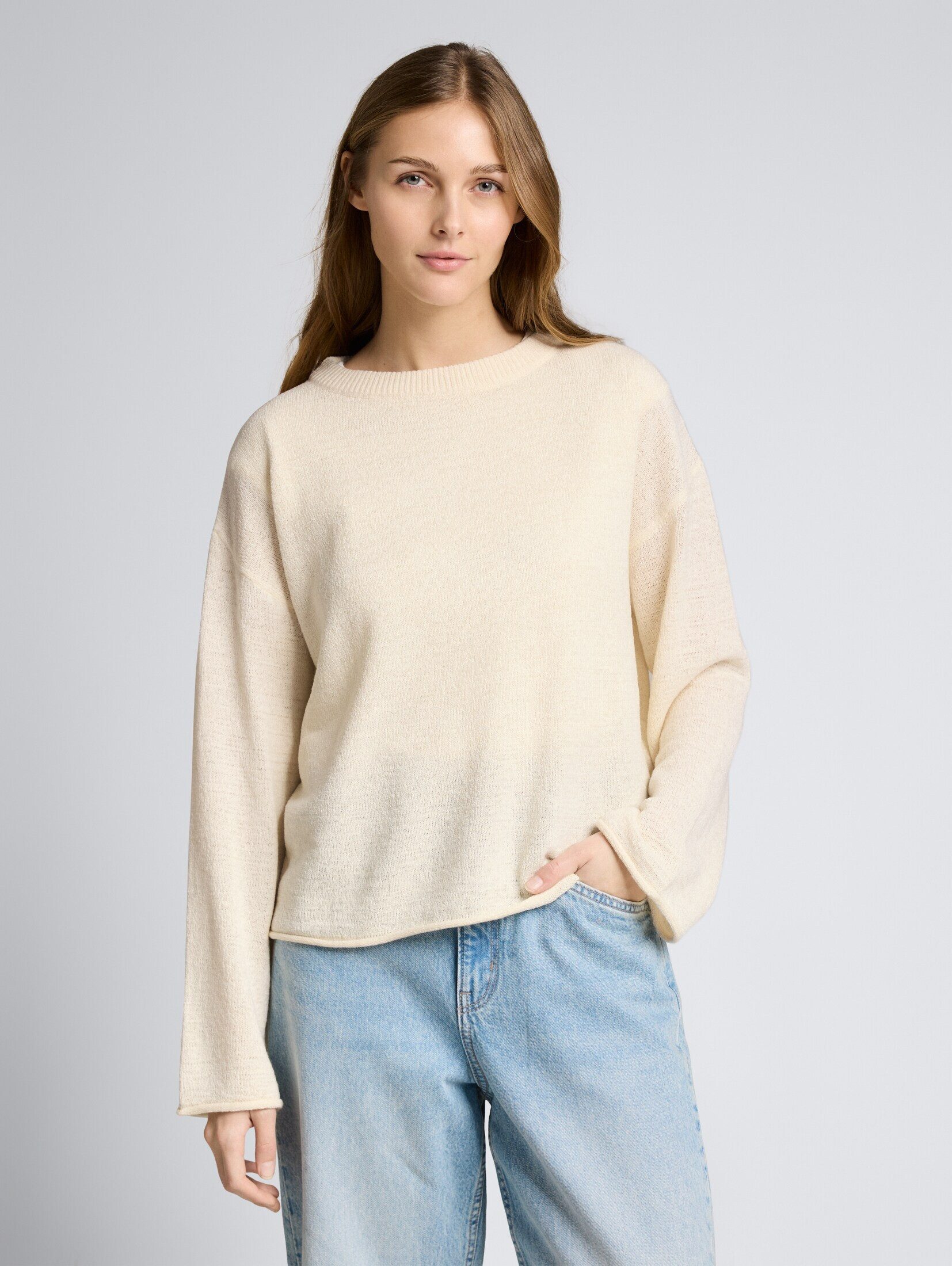 TOM TAILOR Denim Strickpullover Pullover & Strickjacken Relaxed Fit Strickpullover mit U-Boot-Ausschnitt