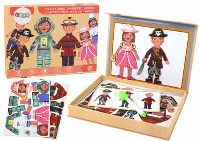 LEAN Toys Puzzle Puzzle-Set Magnetisch Zeichentrickfiguren Cartoon Set Spielzeug Tafel, Puzzleteile