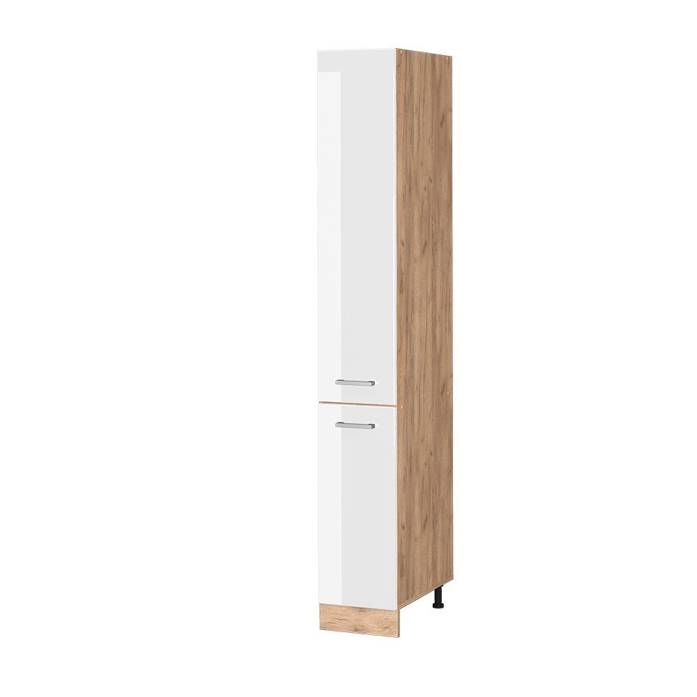 Vicco Hochschrank R-Line, Weiß Hochglanz/Goldkraft Eiche, günstig online kaufen