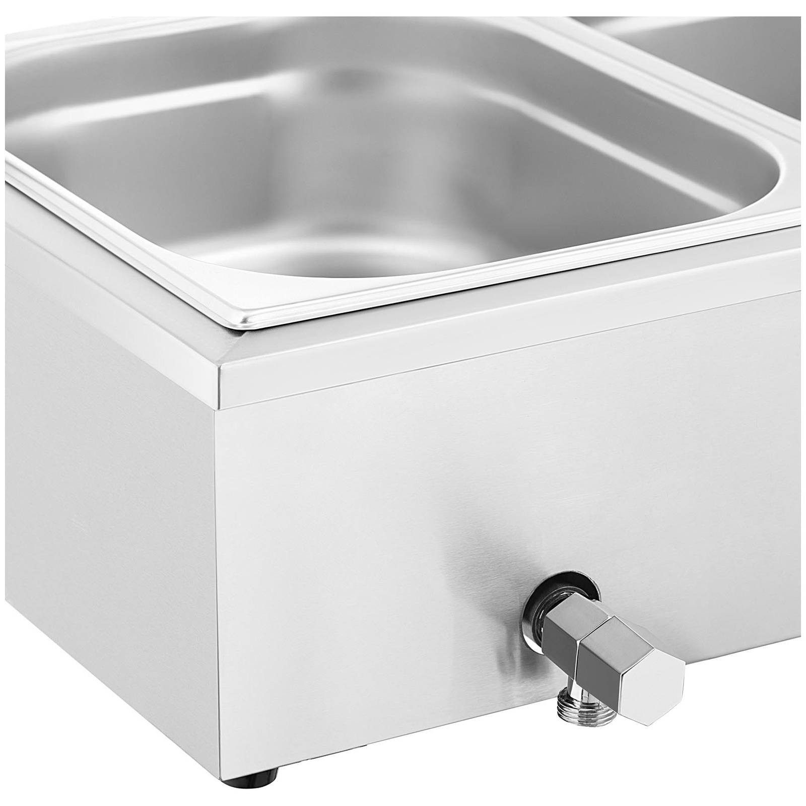 Royal Catering Speisenwärmer Bain Marie Ablasshahn 2000 W 3x GN 1/2 Warmhaltebehälter