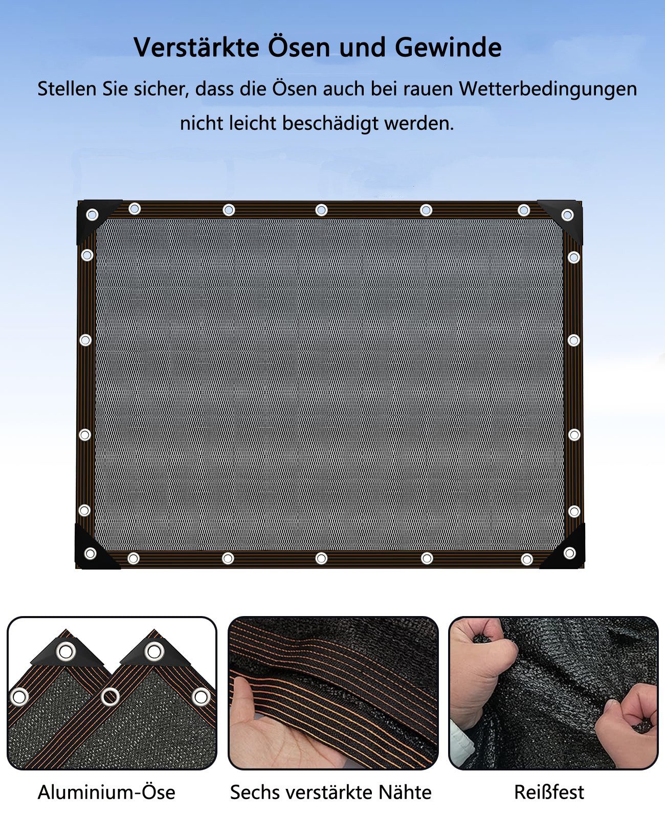 Coonoor Sonnensegel Schwarz Rechteckig, Premium HDPE günstig online kaufen