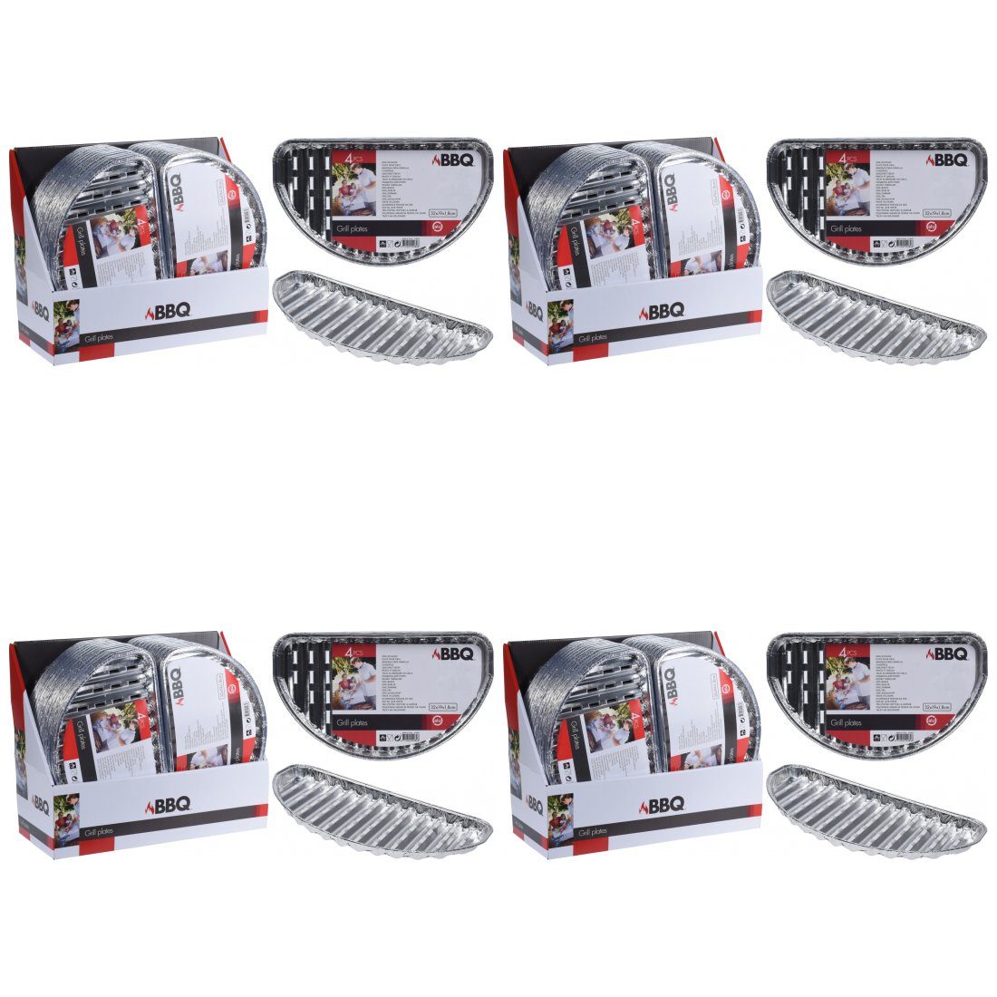 Grillplatte 4 x Aluminium Grillplatte 4er-Set Grillschweine BBQ Outdoor Camping