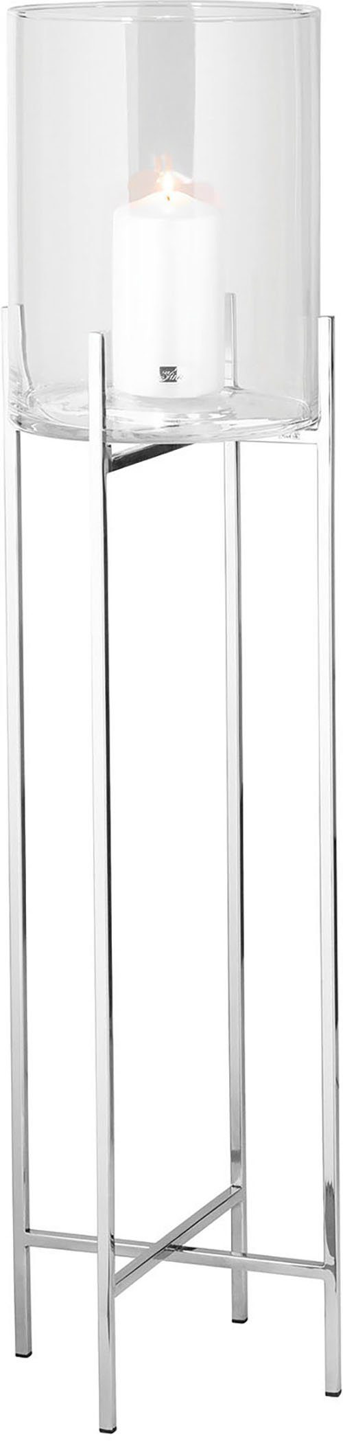 Fink Windlicht ODEON (1 St), Kerzenhalter aus Edelstahl und Glas, Ø ca. 25 cm