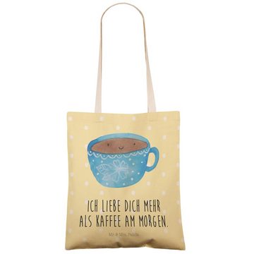 Mr. & Mrs. Panda Tragetasche Kaffee Tasse - Gelb Pastell - Geschenk, Genuss, Baumwolltasche, Tasch (1-tlg), Praktisch & Umweltfreundlich