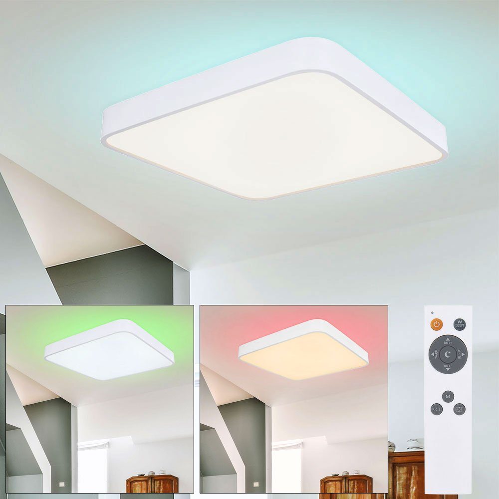 LED quadratisch, LED LED-Leuchtmittel RGB fest Ecken Deckenleuchte mit Tageslichtweiß, weiß Neutralweiß, Warmweiß, verbaut, Deckenleuchte, Farbwechsel, abgerundet Kaltweiß, etc-shop Backlight