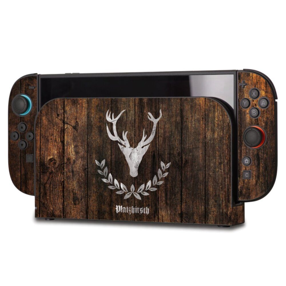 DeinDesign Konsolen-Cover Hirsch Holzoptik Holz Platzhirsch, Nintendo Switch 2 Skin Aufkleber Sticker Folie