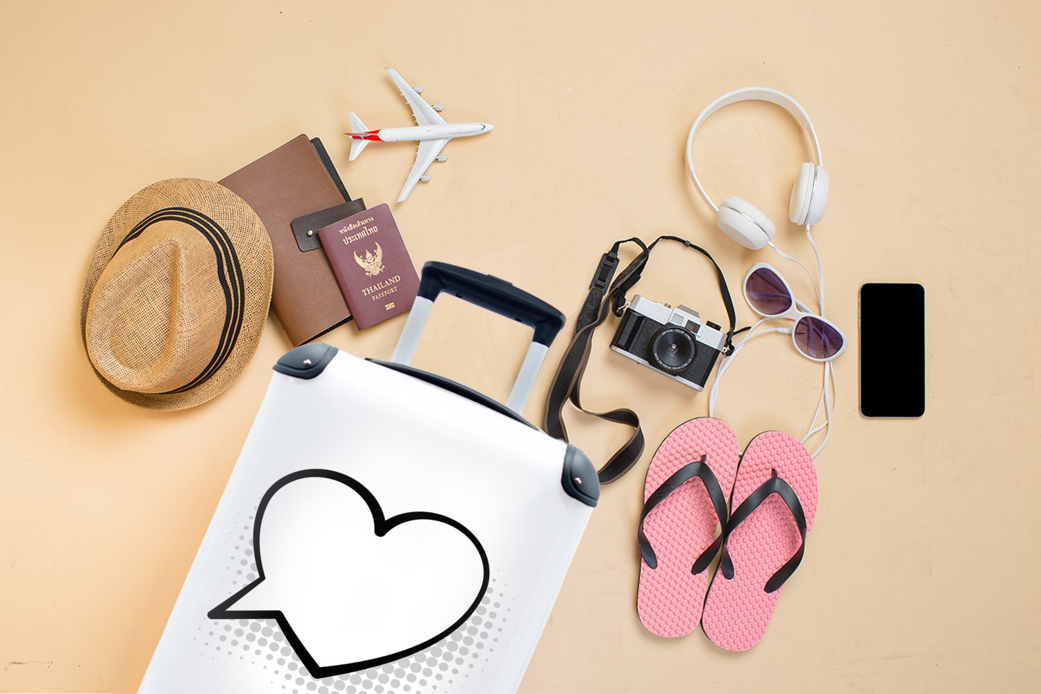 Handgepäckkoffer Gedankenwolke mit Form Reisekoffer für Handgepäck Reisetasche Herzens, eines Cartoon-Illustration in MuchoWow Ferien, Trolley, 4 rollen, einer Rollen,
