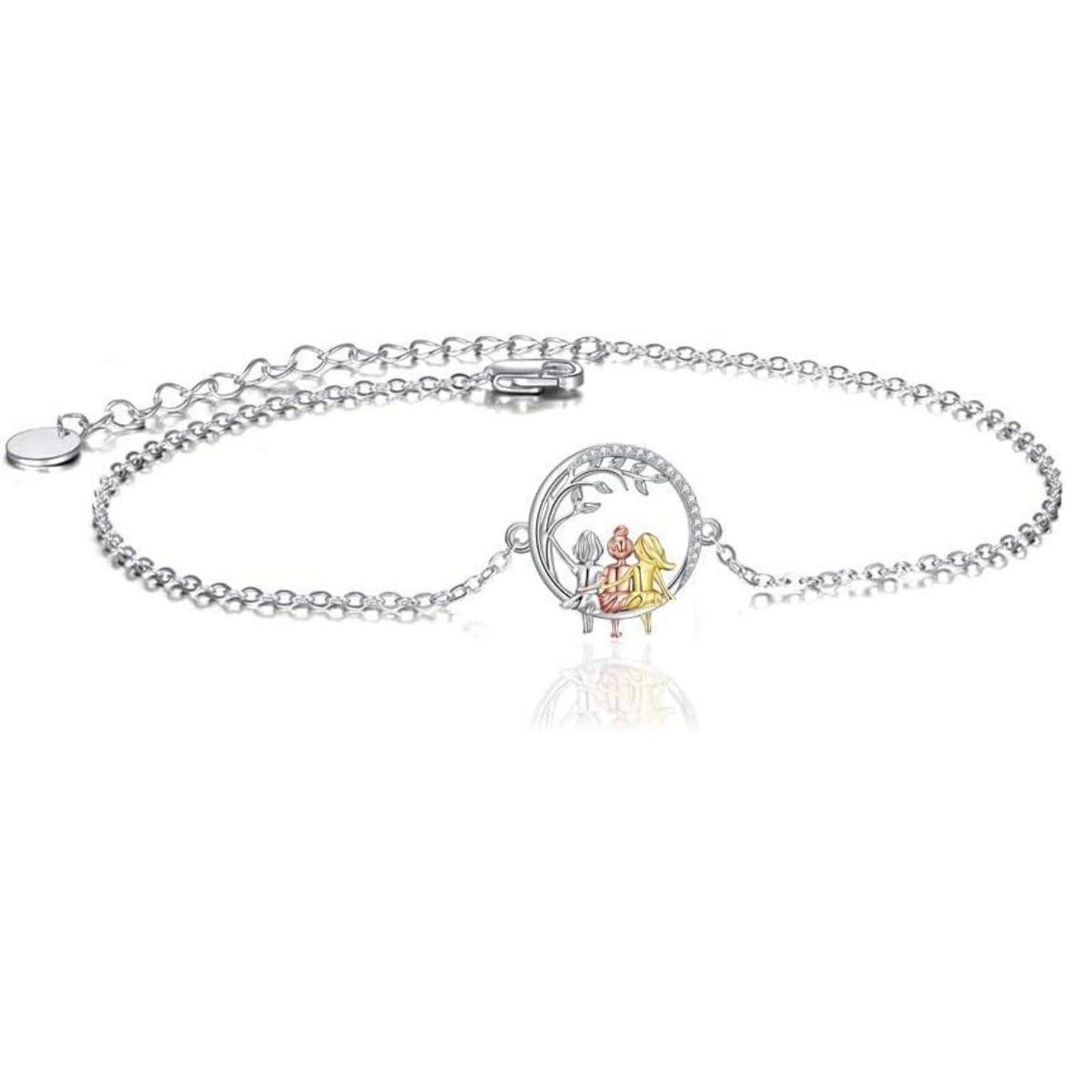 LuxusKollektion Freundschaftsarmband 925 Sterling Silber Schwester Herz Armband mit Kristall, Geschenkbox