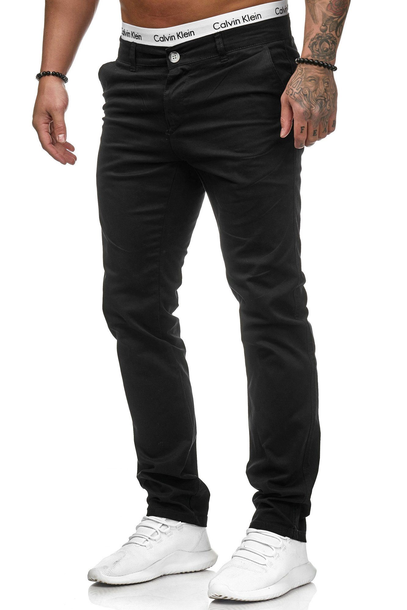 Hose Schwarz Jeans Code47 Chino Slim Slim-fit-Jeans (1-tlg) Fit
