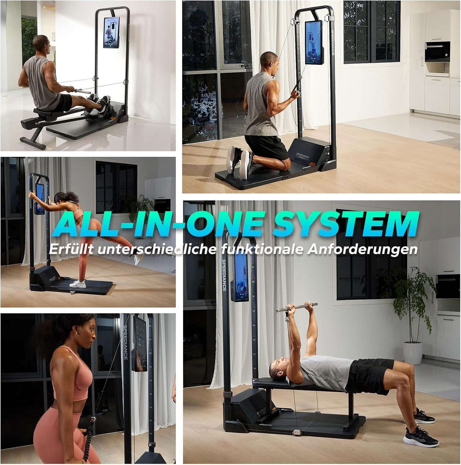 SPEEDIANCE Kraftstation Smart Home Gym System, Multifunktionale Smith Maschine, Tragbare Kabelmaschine für Ganzkörper-Krafttraining zu Hause