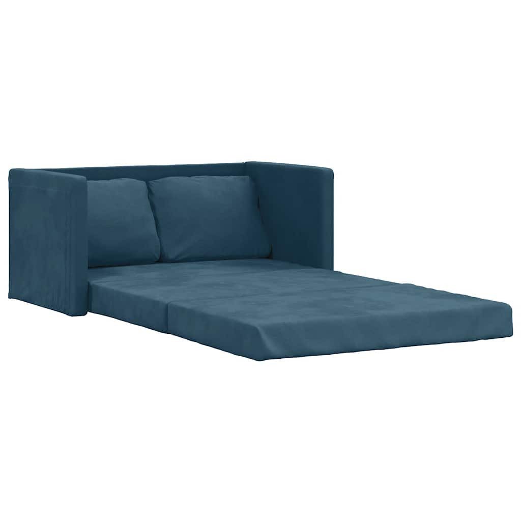 vidaXL Sofa Bodensofa mit Schlaffunktion Blau 122x204x55 cm Samt, 1 Teile