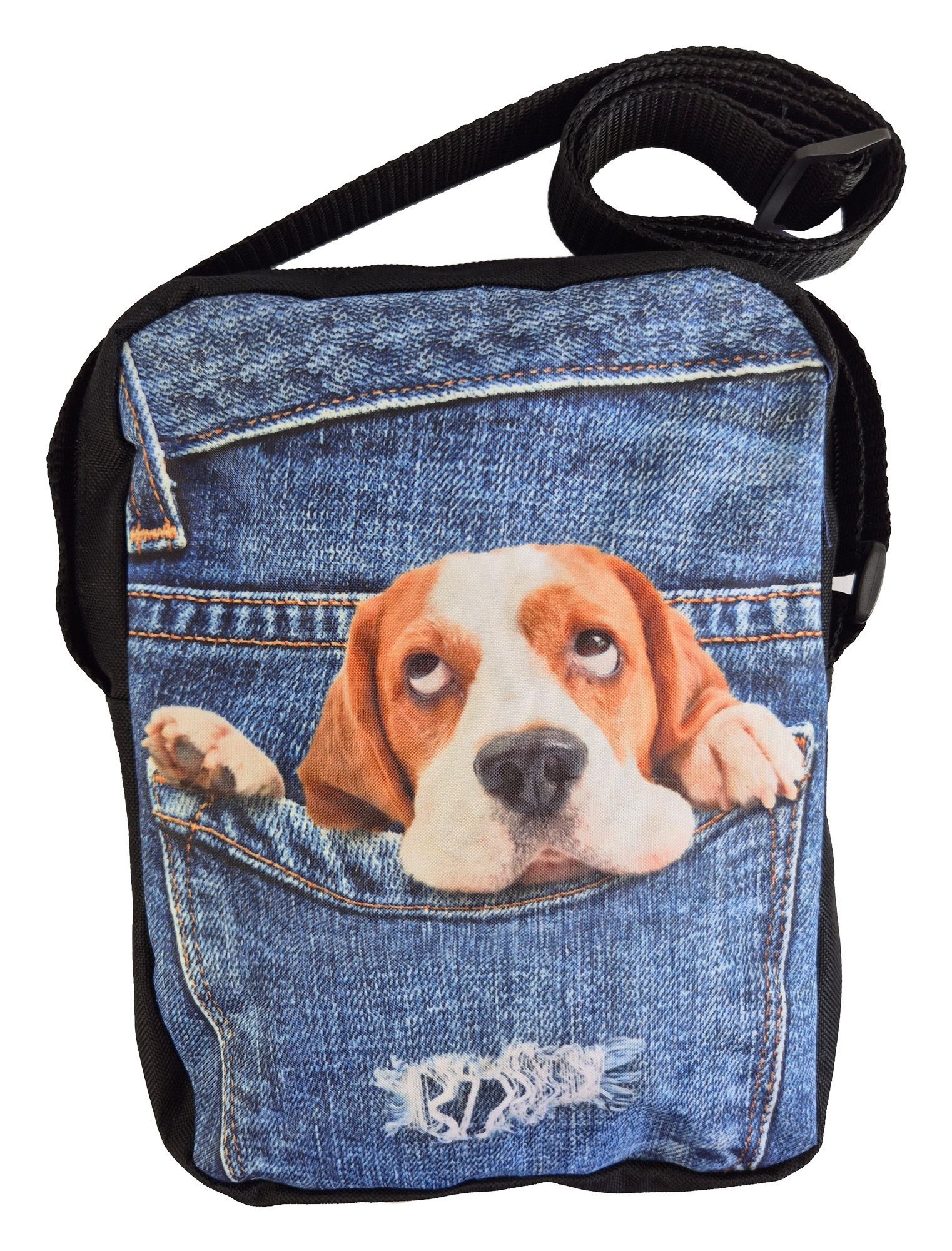 Umhängetasche Crossbody Handtasche Jeans mit Labrador Hund 3D Druck