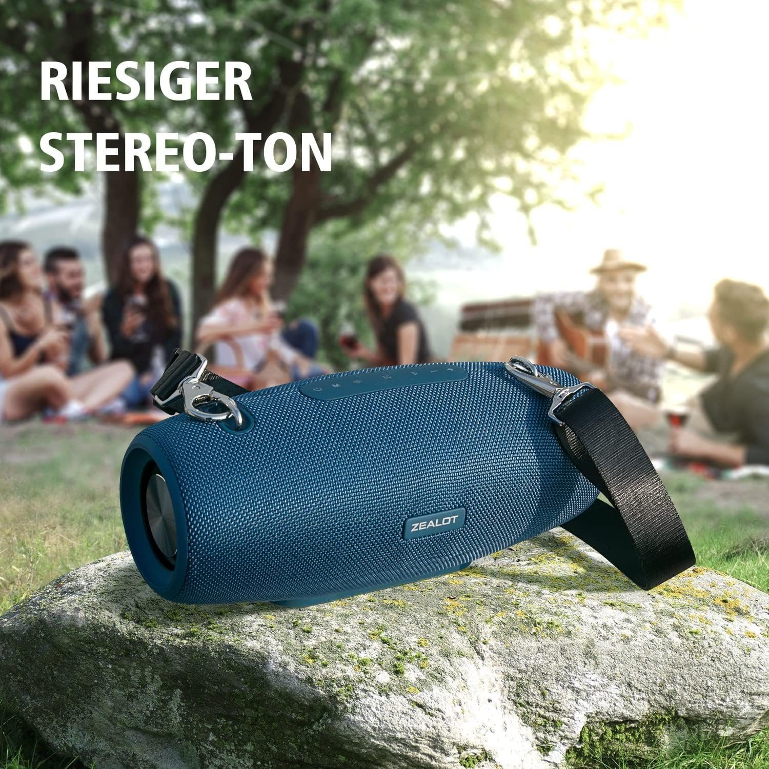 ZEALOT Stereo Lautsprecher (Bluetooth, Box, Bluetooth Technologie,Stereo Laut,EQ,IPX6 Wasserdicht) 60 BassUp W