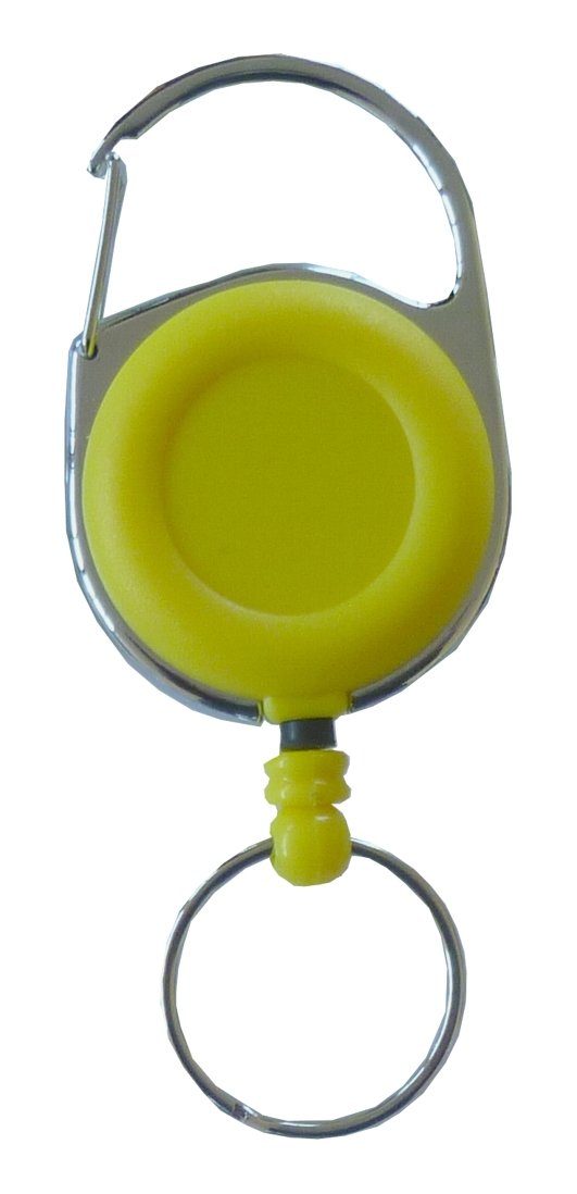 Kranholdt Schlüsselanhänger Jojo / Ausweisclip Metallumrandung, Gelb Form mit Gürtelclip, / Ausweishalter Schlüsselring (100-tlg), runder