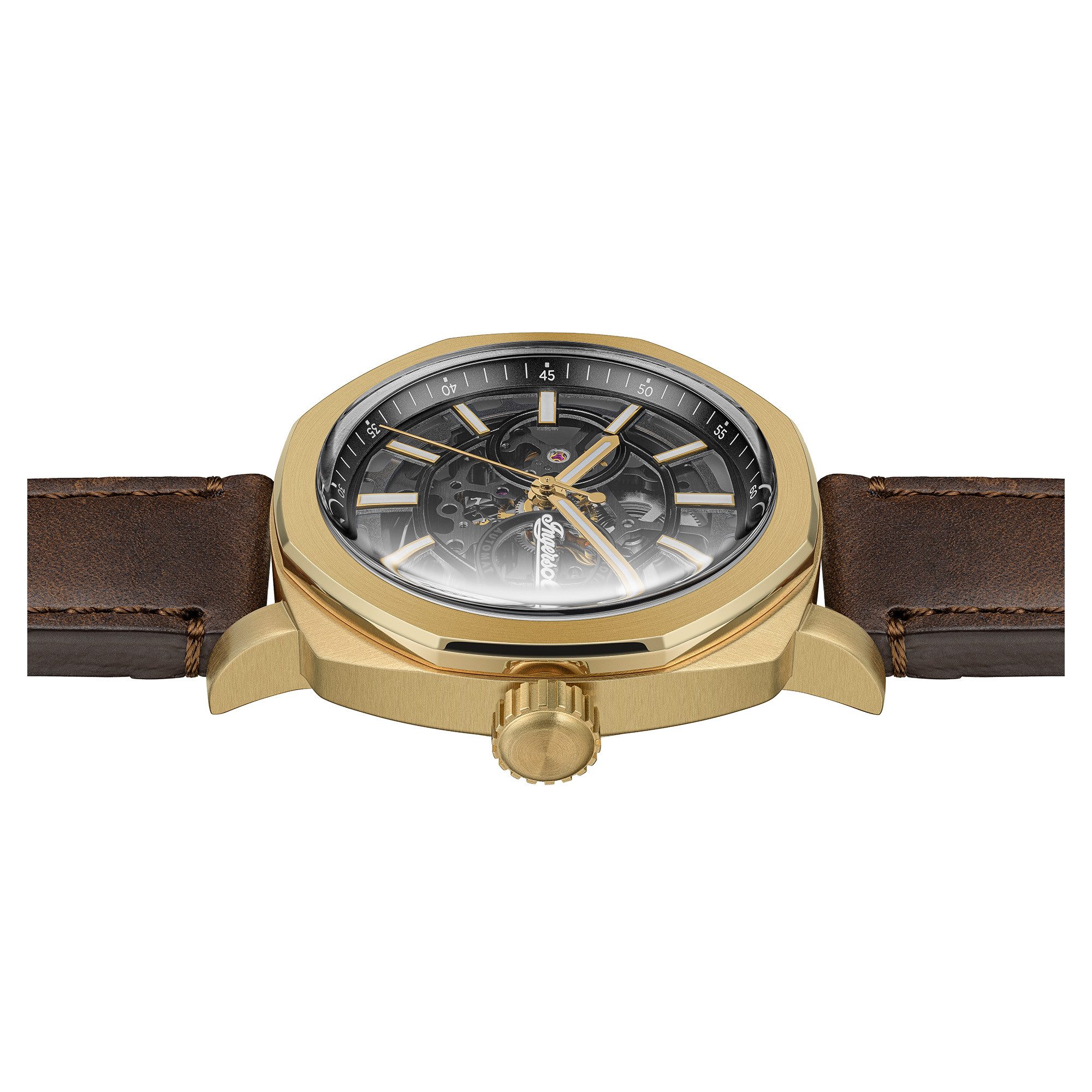 Ingersoll Automatikuhr The Outrider I16402, Armbanduhr, Herrenuhr, Mechanische Uhr, Lederarmband, analog