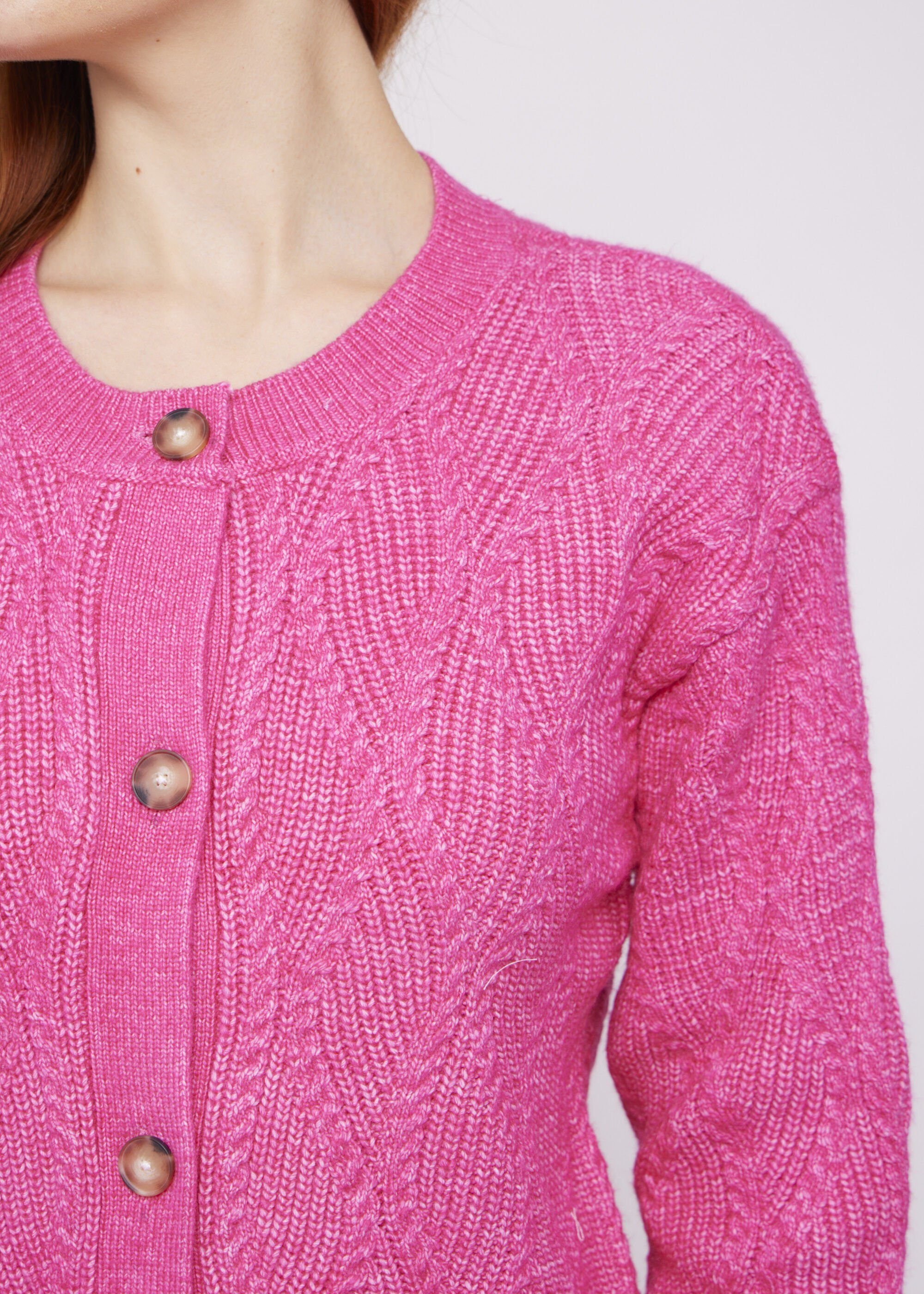 VICCI Strickjacke Fuchsia Zopfmuster mit Germany