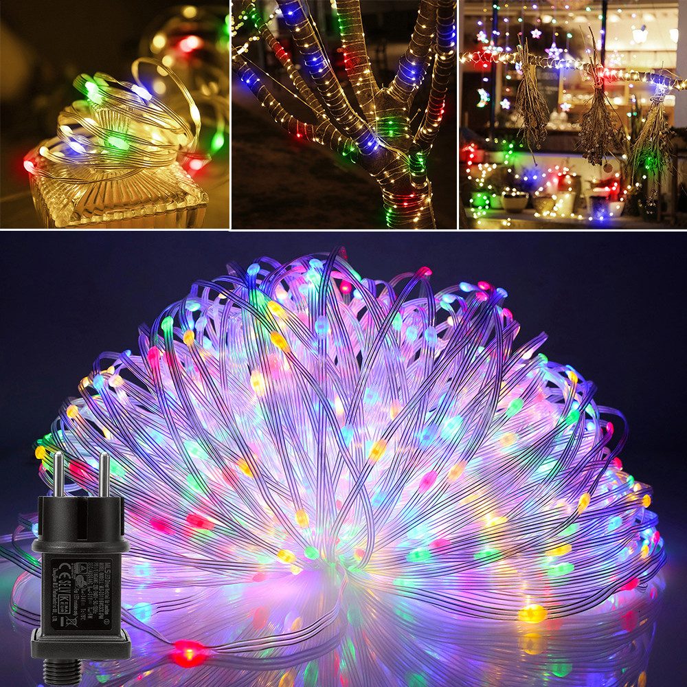 LMaxhome LED-Lichterkette 10-100M Lichterschlauch Weihnachten Party Beleuchtung Speicherfunktion, 100-800LEDs, 8 Modi, Wasserdichte Weihnachtsbeleuchtung Außen Garten
