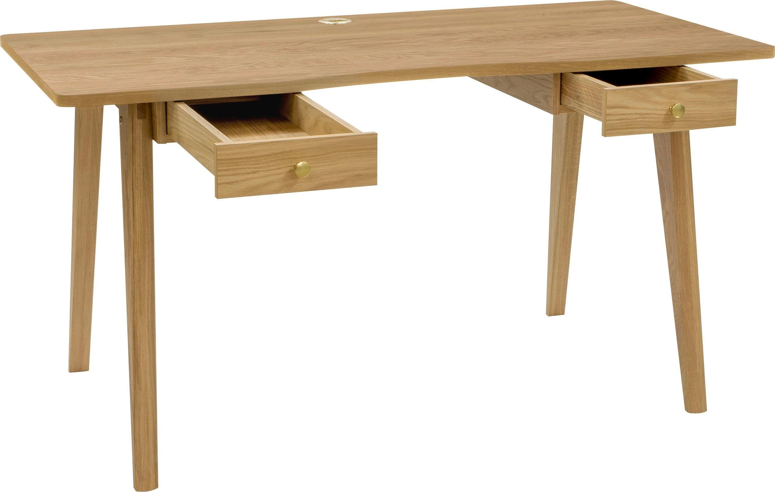 Woodman Schreibtisch Nice (B/T/H: 140/70/75 cm), im skandinavian Design, Tischbeine aus massiver Eiche, FSC®