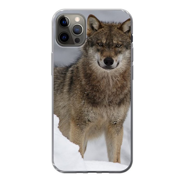 MuchoWow Handyhülle Wolf - Schnee - Tiere Handyhülle Apple iPhone 12 Pro Max Smartphone-Bumper Print Handy