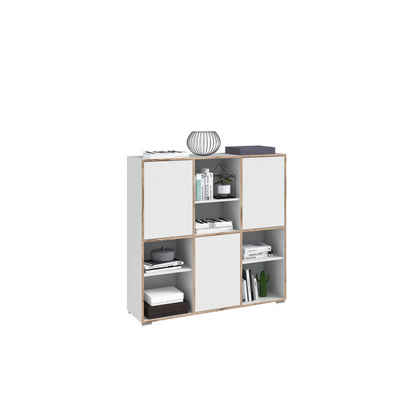 the kuup Highboard Highboard I Designkante in Eiche I Weiß Nachbildung, Modell TK6