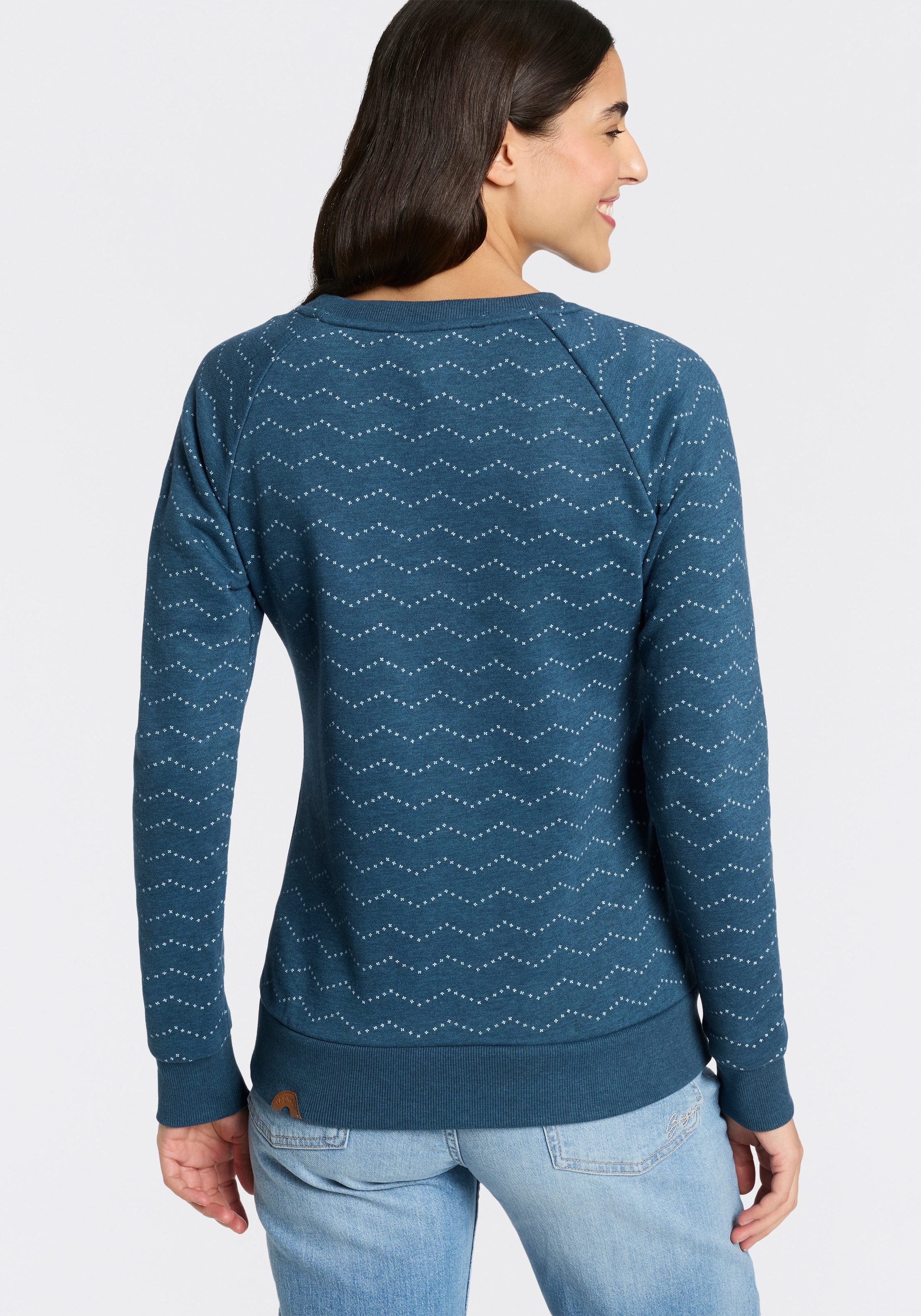 Ragwear Sweatshirt DARIA ZIG ZAG O mit Zierknöpfen am Ausschnitt