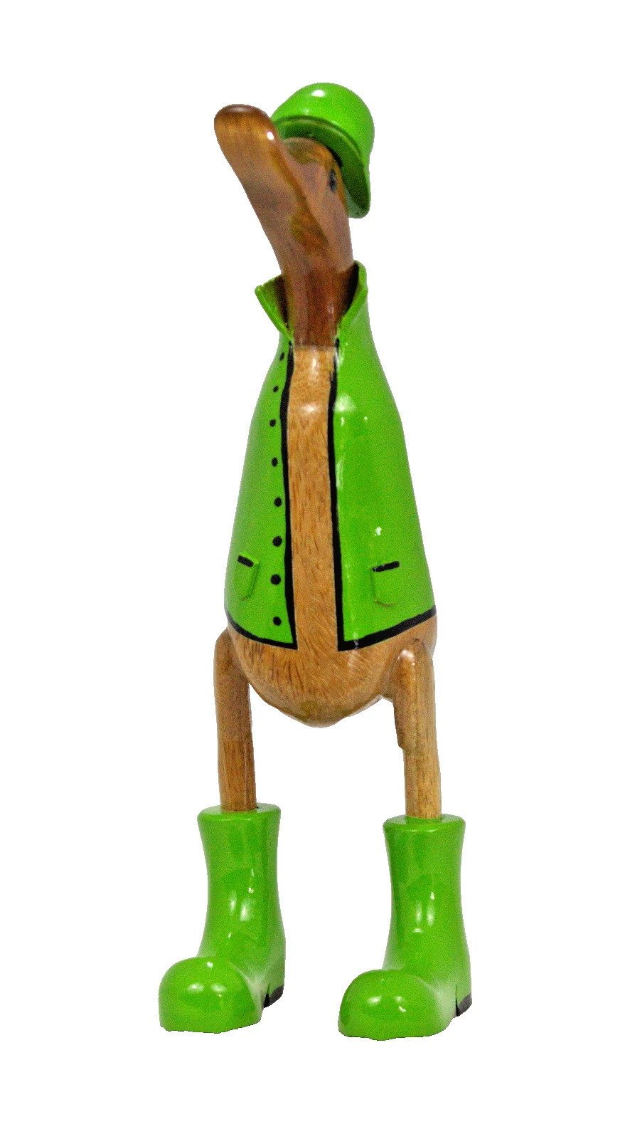 Kaufhaus le petit Tierfigur Deko Ente Holz Laufente Stiefel Hut Gans Vogel Objekt Figur Skulptur, Dekofigur Regenjacke Dekoskulptur Dekoobjekt