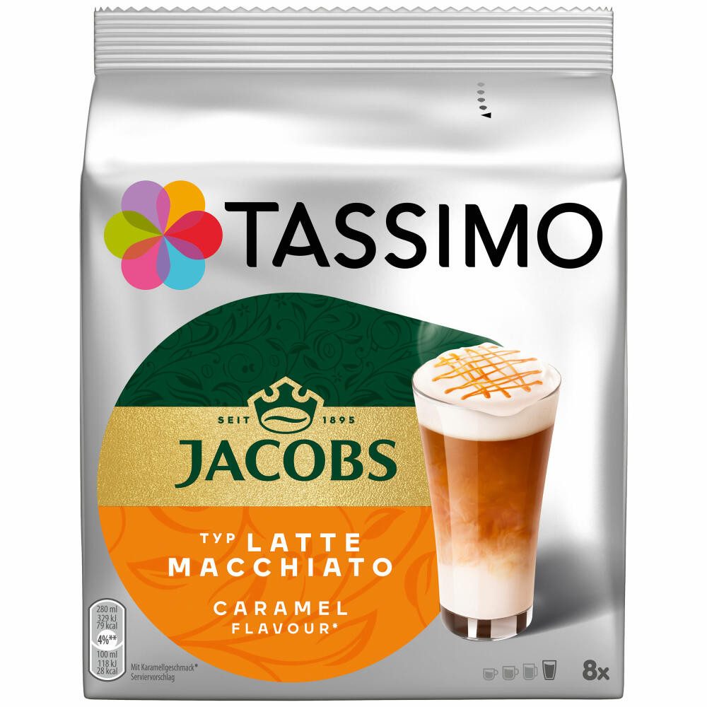 TASSIMO Kaffee Latte Macchiato Caramel, 16 T-Discs / 8 Portionen